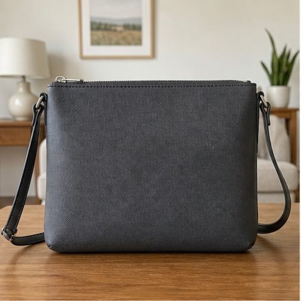 Charcoal Saffiano Crossbody Bag
